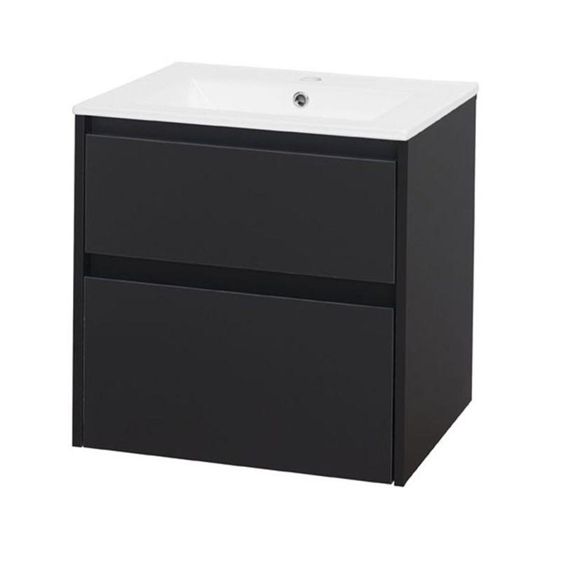 MEREO Opto, koupelnová skříňka s keramickým umyvadlem 61 cm, černá CN940