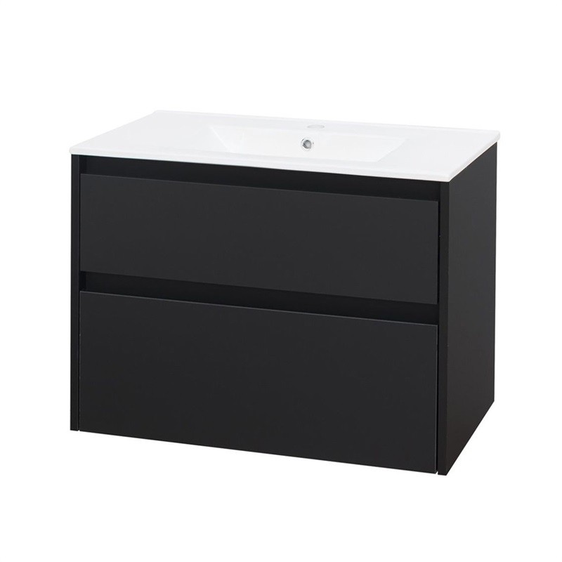 MEREO Opto, koupelnová skříňka s keramickým umyvadlem 81 cm, černá CN941