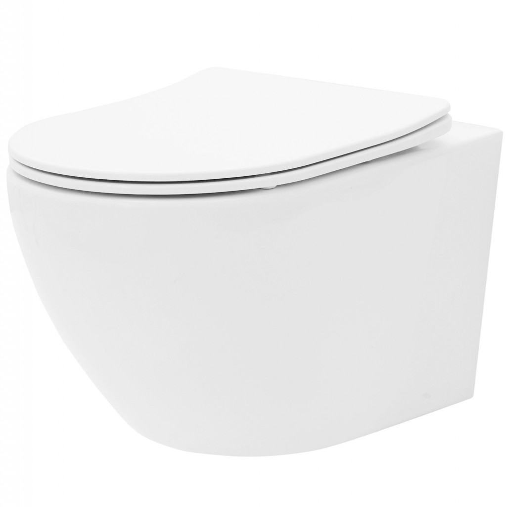 REA Závěsná WC mísa včetně sedátka Rimless Carlo Flat Mini bílá REA-C2760