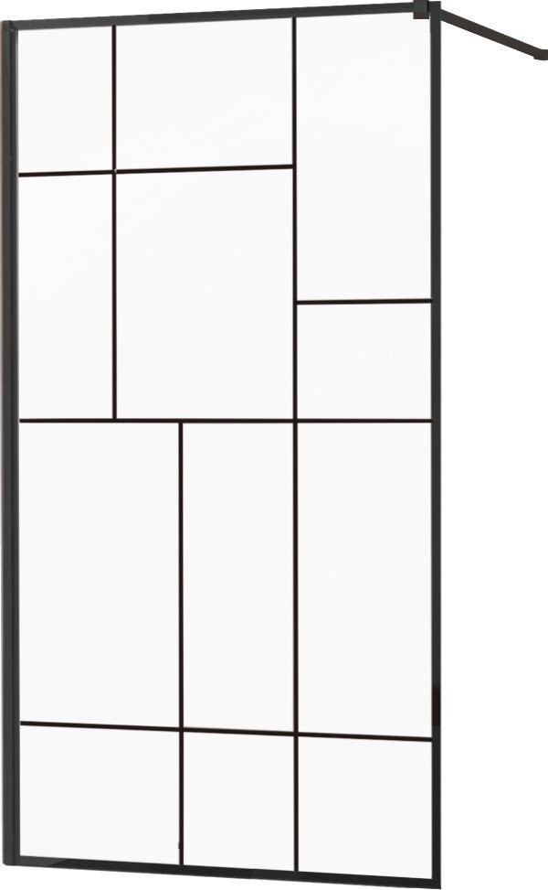MEXEN/S KIOTO Sprchová zástěna WALK-IN 70x200 cm 8 mm, černá, černý vzor 2 800-070-101-70-78