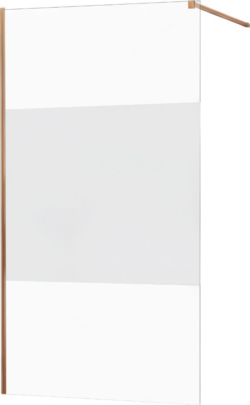 MEXEN/S KIOTO Sprchová zástěna WALK-IN 110x200 cm 8 mm, růžové zlato, Transparent/matné sklo 800-110-101-60-35