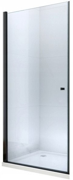 MEXEN PRETORIA křídlové dveře 90x190 cm 6mm, černé, transparent se stěnovým profilem 852-090-000-70-00