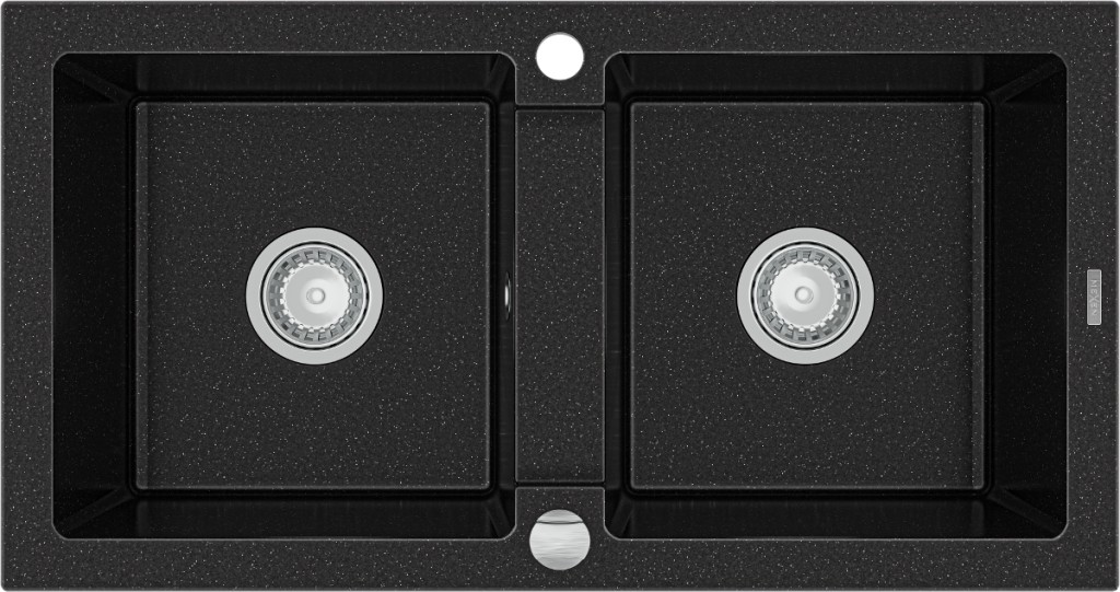 Levně MEXEN Mario granitový dřez dvě buňky 820x436 mm, černá / stříbrná metalíza 6504822000-73