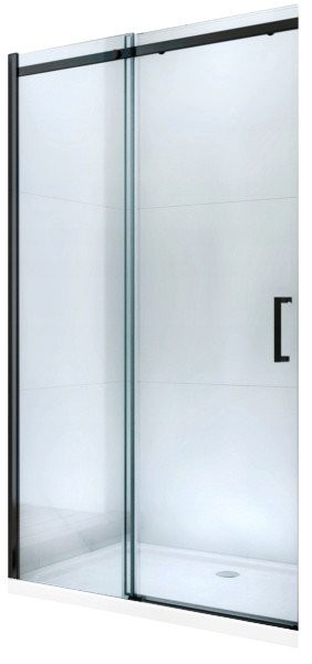 MEXEN Omega posuvné sprchové dveře 120 cm, transparent, černá se sadou pro niku 825-120-000-70-00