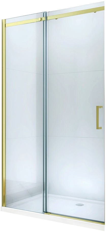 MEXEN Omega posuvné sprchové dveře 140 cm, transparent, zlatý se sadou pro niku 825-140-000-50-00