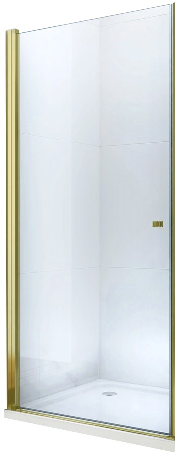 MEXEN Pretoria sprchové dveře křídlové 70 cm, transparent, zlatý se stěnovým profilem 852-070-000-50-00