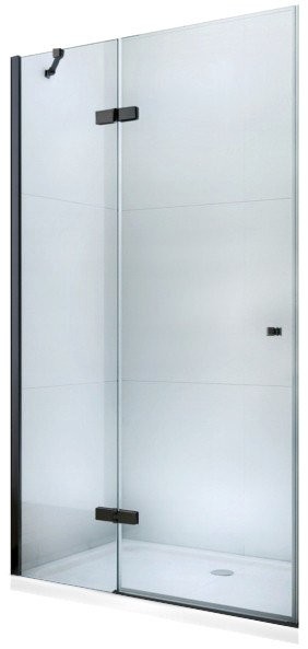 MEXEN Roma Sprchové dveře křídlové 70 cm, transparent, černá se stěnovým profilem 854-070-000-70-00