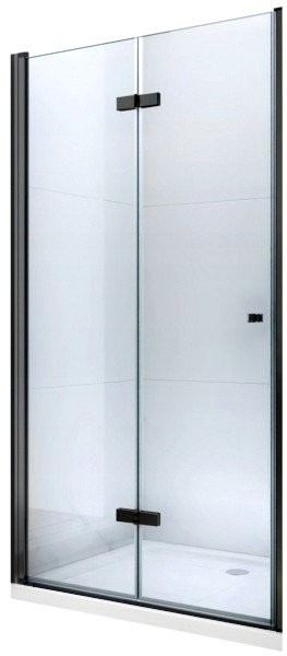 MEXEN Lima skládací sprchové dveře 110 cm, transparent, černá se stěnovým profilem 856-110-000-70-00