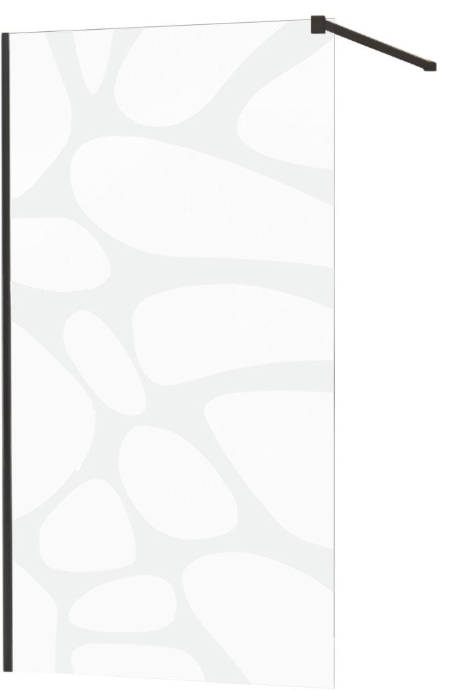Levně MEXEN/S KIOTO Sprchová zástěna WALK-IN 140x200 cm 8 mm, černá ,bílý vzor 800-140-101-70-97