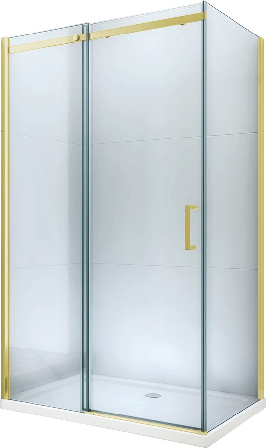 Levně MEXEN/S Omega obdélníkový sprchový kout 130x90, transparent, zlatý + vanička 825-130-090-50-00-4010