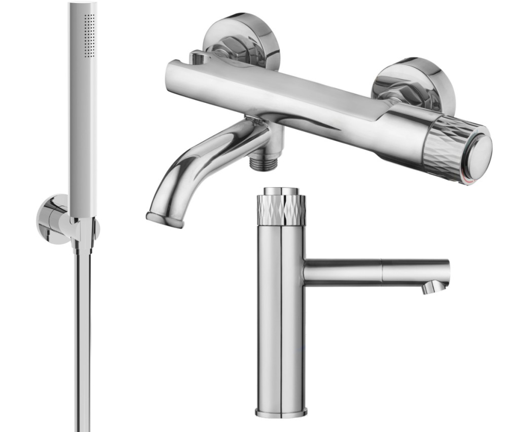 Levně MEXEN/S Diamond R70 Set umyvadlové a vanové baterie s příslušenstvím, chrom 71503R70-00