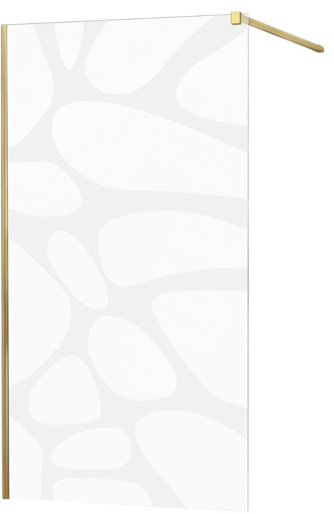 Levně MEXEN/S KIOTO Sprchová zástěna WALK-IN 140x200 cm 8 mm, zlatá, bílý vzor 800-140-101-50-97