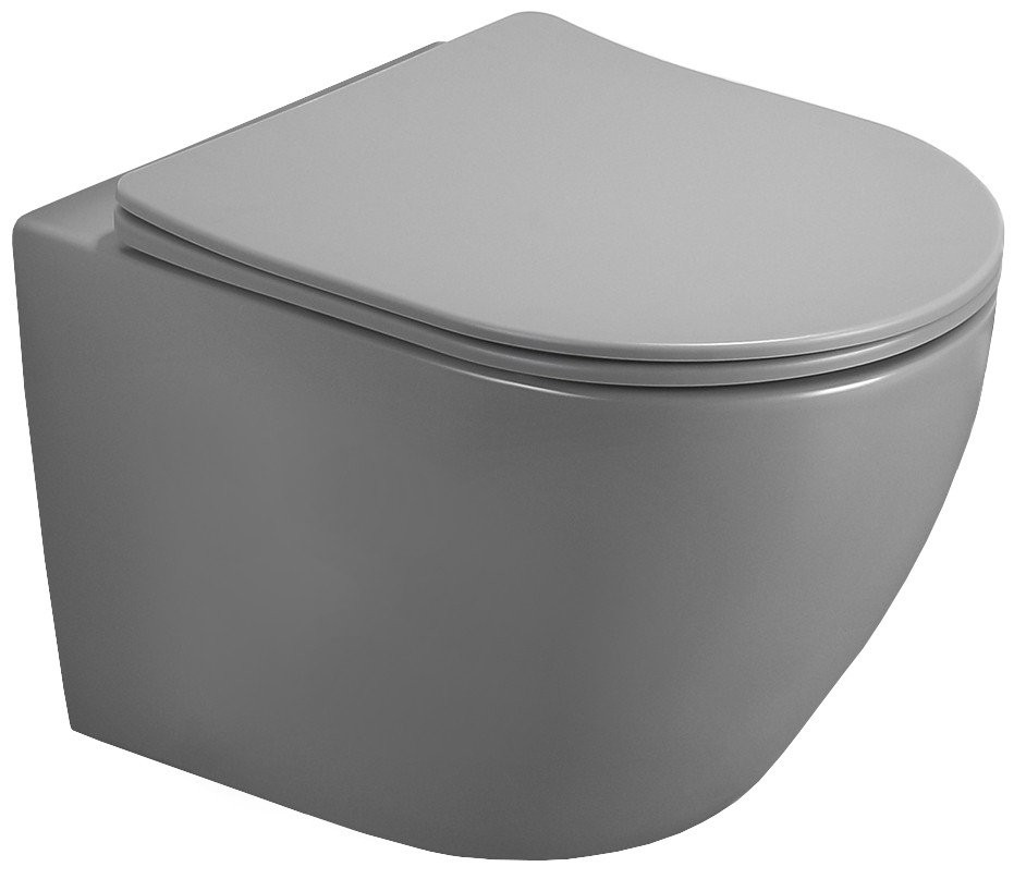 MEXEN Lena Závěsná WC mísa včetně sedátka s slow-slim, z duroplastu, světle šedá mat 30224061
