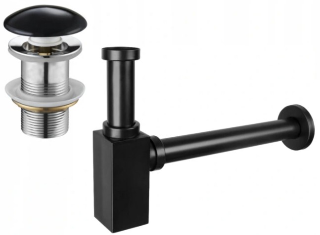 MEXEN/S Umyvadlový sifon s výpustí click-clack s keramickou zátkou bez přepadu, černá 7991060-75
