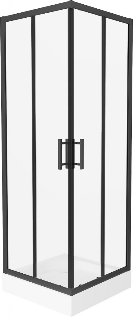 MEXEN/S Rio čtvercový sprchový kout 70 x 70 cm, transparent, černá + vanička Rio, 860-070-070-70-00-4510