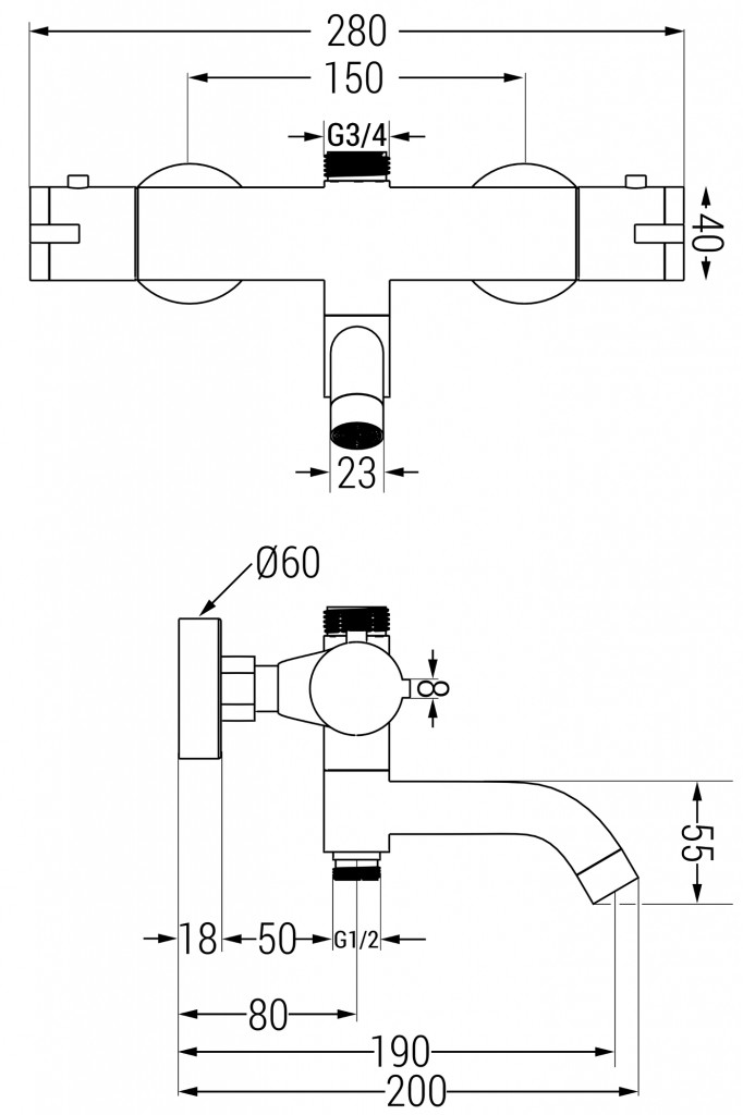 MEXEN - Kai termostatická vanová a sprchová baterie černá (77900-70)