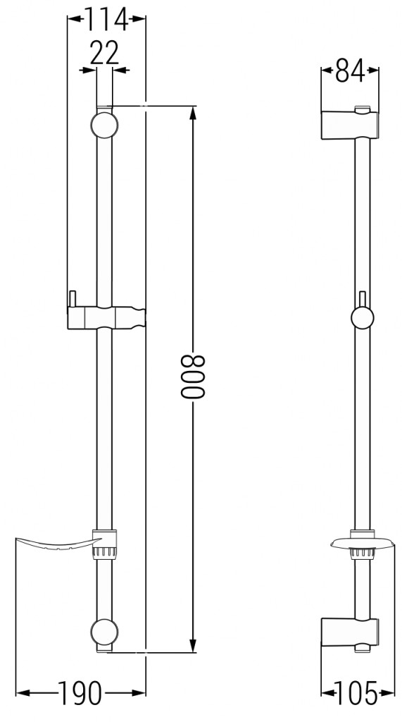 MEXEN - DF Posuvný držák sprchy s mýdlenkou, 80 cm, černá (79382-70)