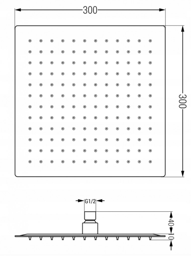 MEXEN/S - Slim čtvercová sprchová hlavice - déšť 30 x 30 cm + sprchové rameno, černá (79130112-70)