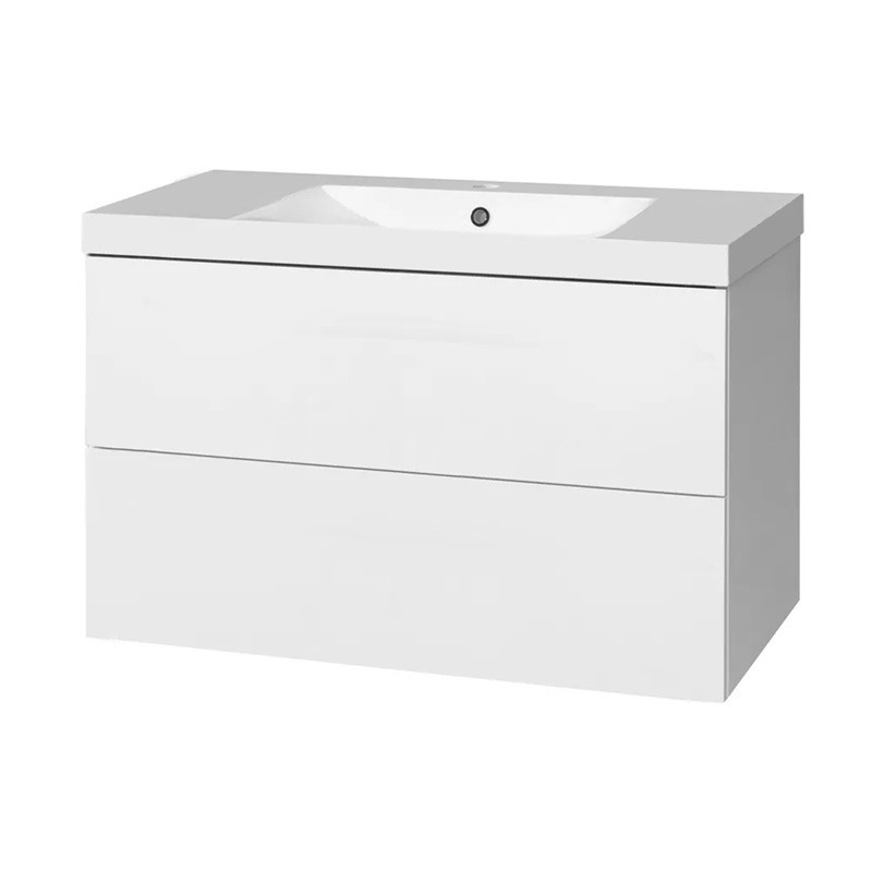 MEREO Aira, koupelnová skříňka s umyvadlem z litého mramoru 101 cm, bílá CN712M