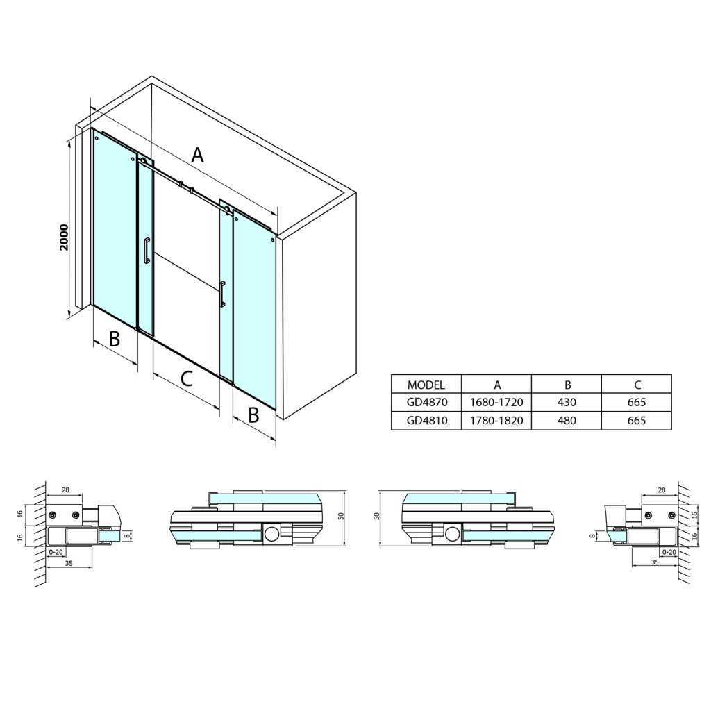 GELCO - DRAGON sprchové dveře 1800mm, čiré sklo (GD4810)