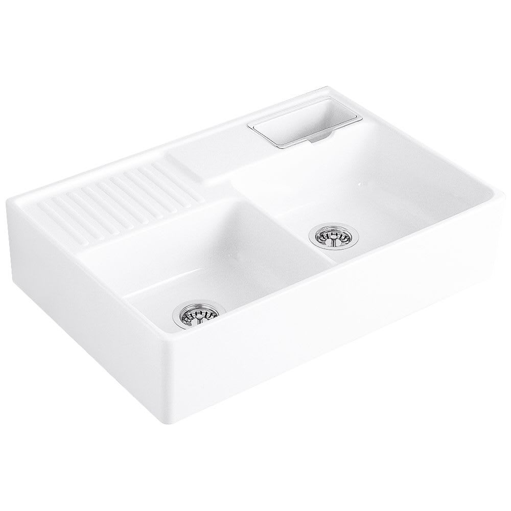 VILLEROY & BOCH Keramický dřez Double-bowl sink White alpin modulový   895 x 630 x 220 bez excentru 632391R1