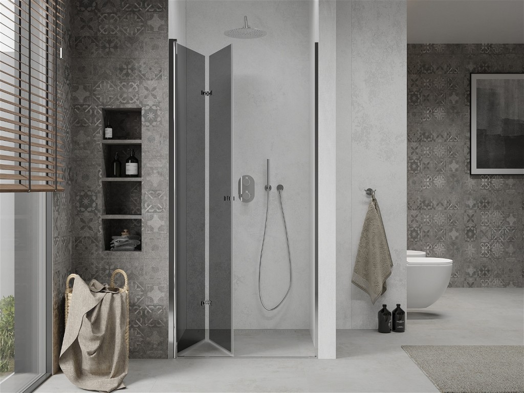 MEXEN - Lima sprchové dveře zalamovací 70 cm, grafit, chrom se stěnovým profilem (856-070-000-01-40)