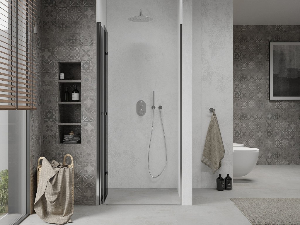 MEXEN - Lima sprchové dveře zalamovací 70 cm, grafit, chrom se stěnovým profilem (856-070-000-01-40)