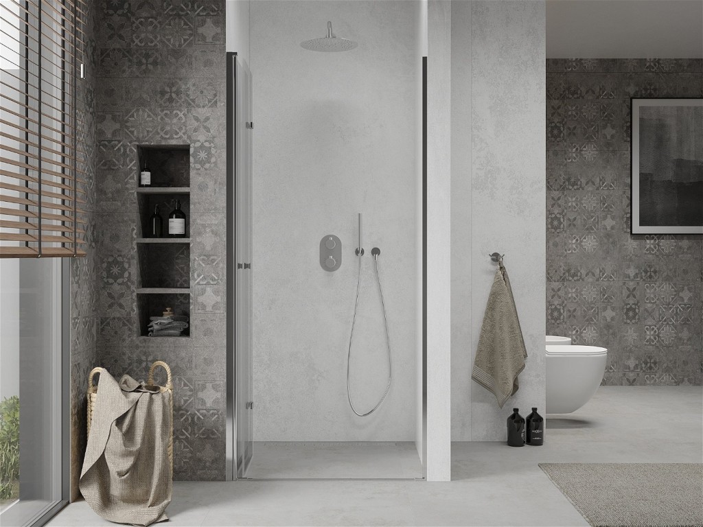 MEXEN - Lima skládací sprchové dveře 105 cm, transparent, chrom se stěnovým profilem (856-105-000-01-00)