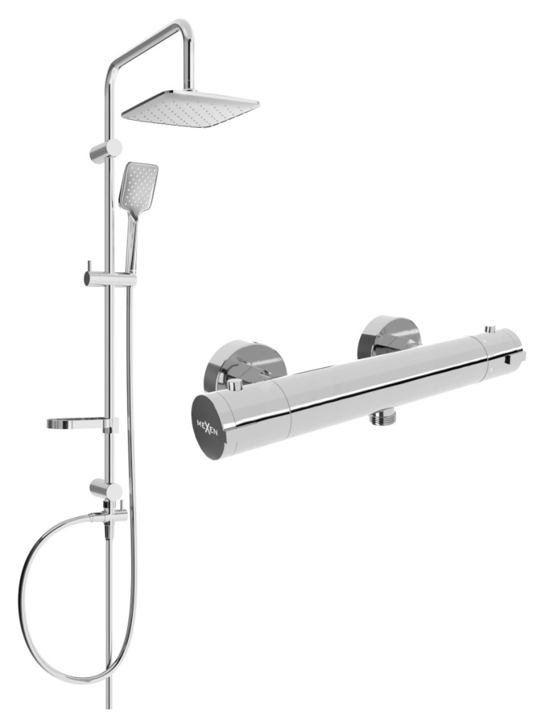 MEXEN/S Sven sprchový sloup včetně sprchové termostatické baterie Kai, chrom 77100262-00