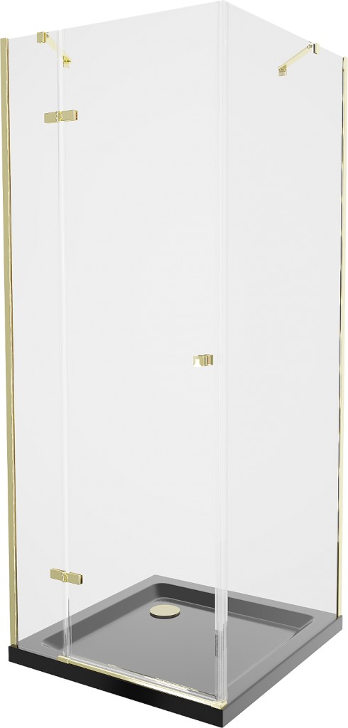 MEXEN/S Roma sprchový kout 90x90 cm, transparent, zlatá + černá vanička se sifonem 854-090-090-50-00-4070G