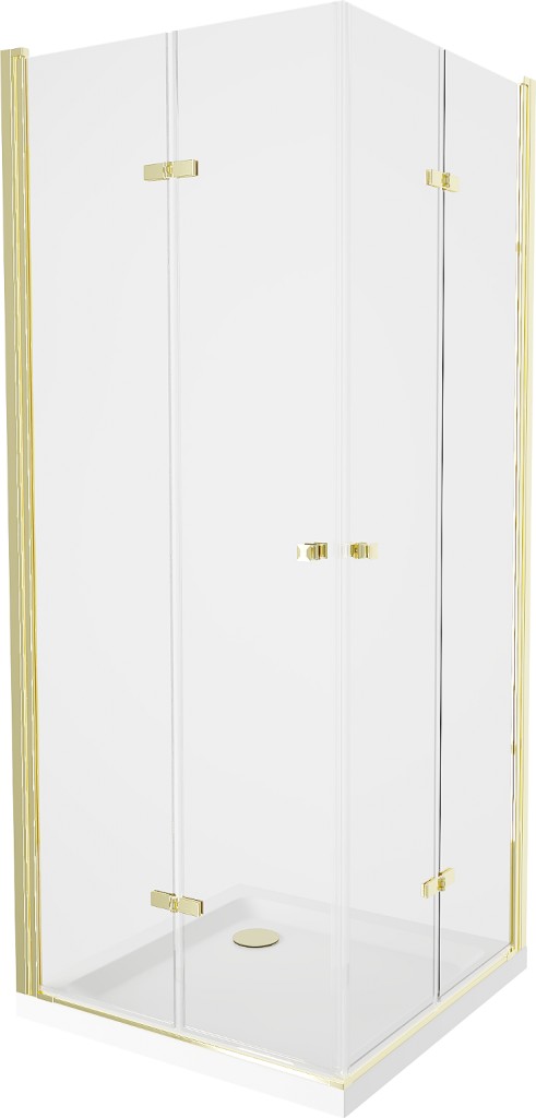MEXEN/S Lima Duo sprchový kout 90x90 cm, transparent, zlatá +vanička se sifonem 856-090-090-50-02-4010G