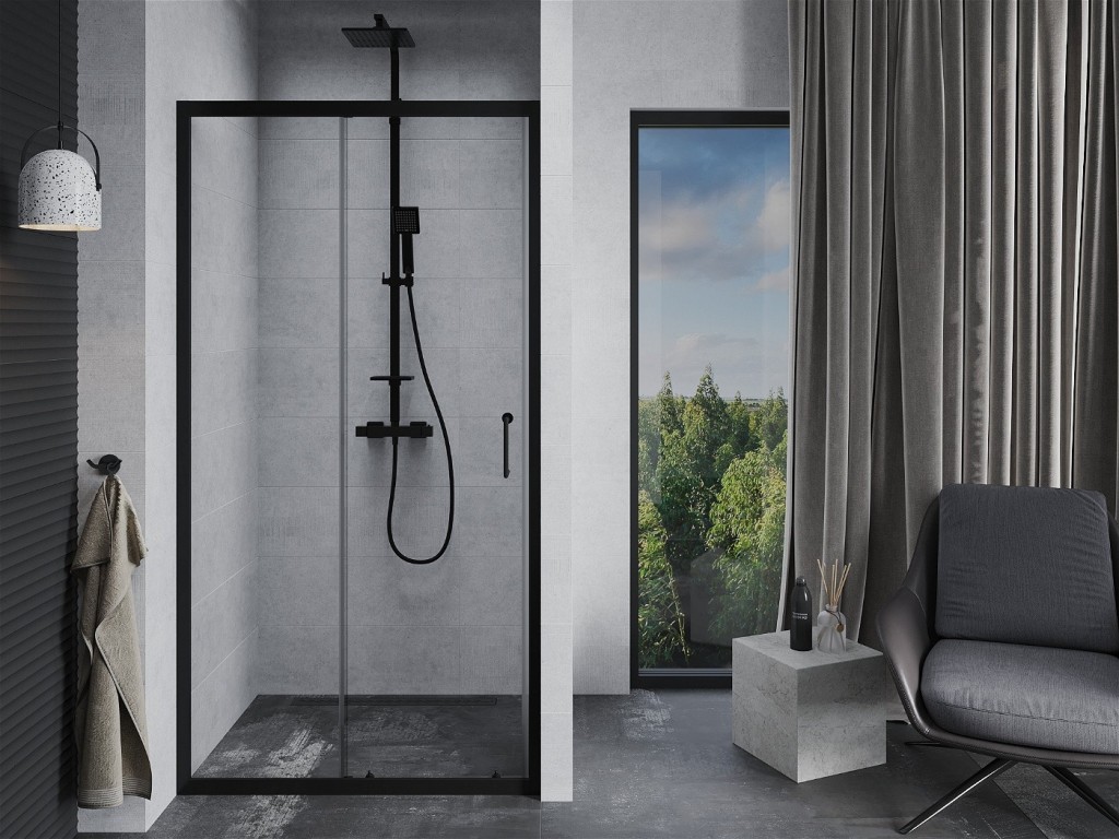 MEXEN - Apia posuvné sprchové dveře 120 cm, transparent, černá (845-120-000-70-00)