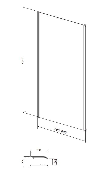 CERSANIT/S - Sprchový kout LARGA 120x80 černý, pravý, čiré sklo (S932-126/80)