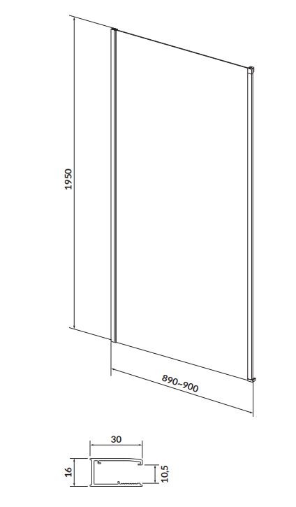 CERSANIT/S - Sprchový kout LARGA 100x90 černý, levý, čiré sklo (S932-129/90)