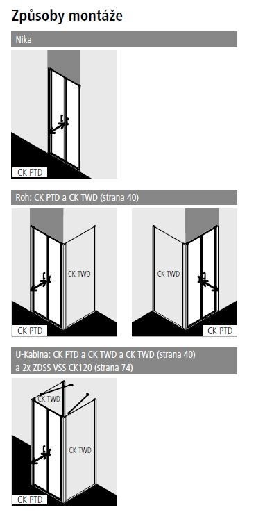 KERMI - Cada XS stříbrná lesk Dvoukřídlé kyvné dveře 1200/2000 čiré sklo s CadaClean CKPTD12020VPK (CKPTD12020VPK)