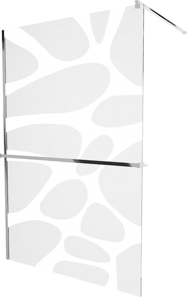 MEXEN/S KIOTO Sprchová zástěna WALK-IN s poličkou a držákem ručníků 100 x 200, bílý dekor 8 mm, chrom 800-100-121-01-97