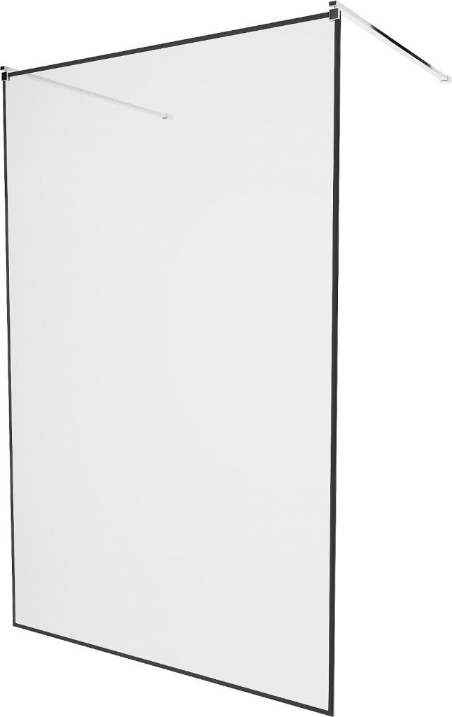 MEXEN/S KIOTO samostatně stojící sprchová zástěna 100 x 200 cm, transparent/černá vzor 8 mm, chrom 800-100-002-01-70