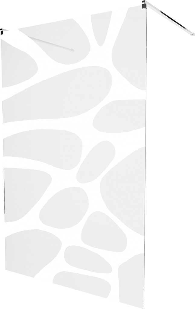 MEXEN/S KIOTO samostatně stojící sprchová zástěna 100 x 200, transparent/bílá vzor 8 mm, chrom 800-100-002-01-97
