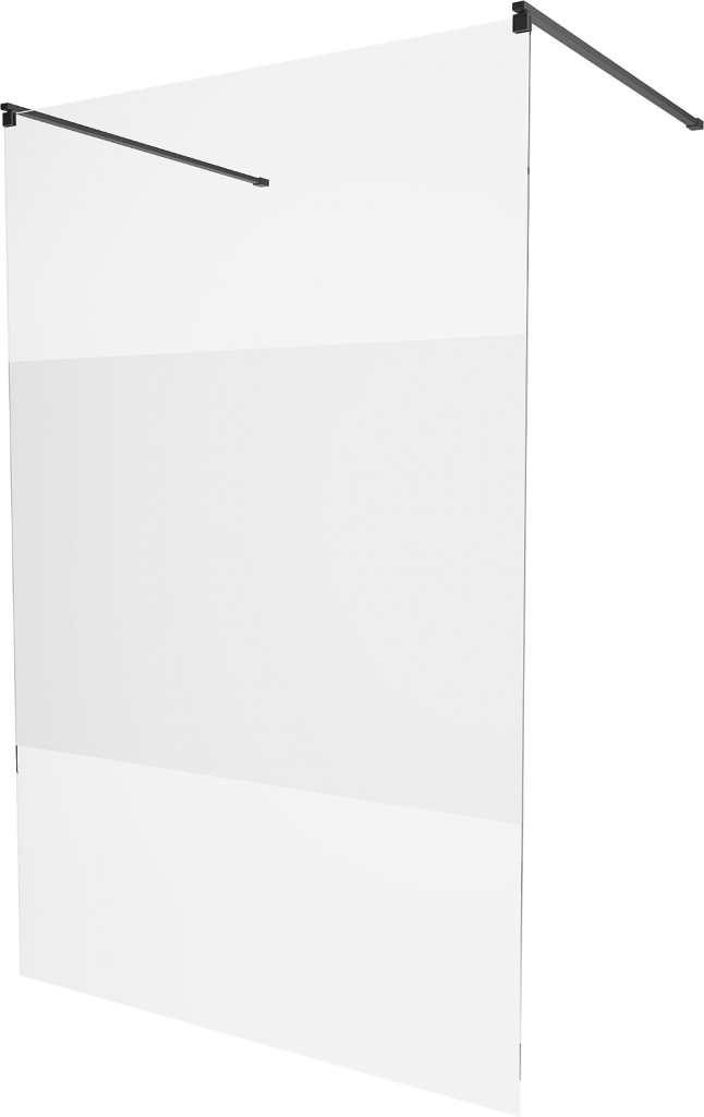MEXEN/S KIOTO samostatně stojící sprchová zástěna 100 x 200 cm, transparent/matné sklo 8 mm, černá 800-100-002-70-35
