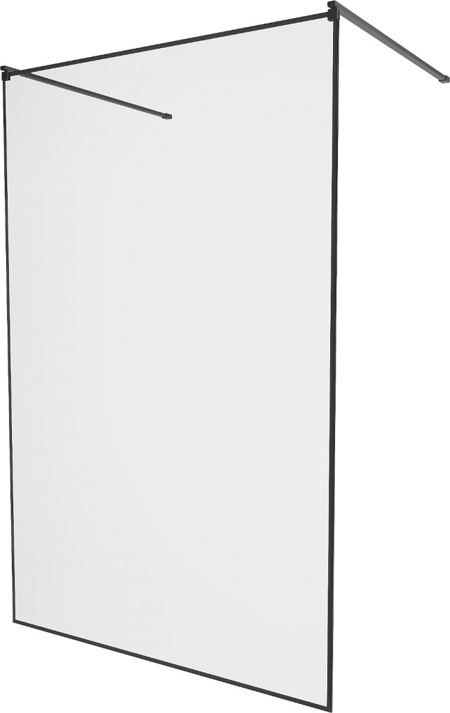 MEXEN/S KIOTO Sprchová zástěna WALK-IN volněstojící 110 x 200 cm, transparent/černá vzor 8 mm, černá 800-110-002-70-70