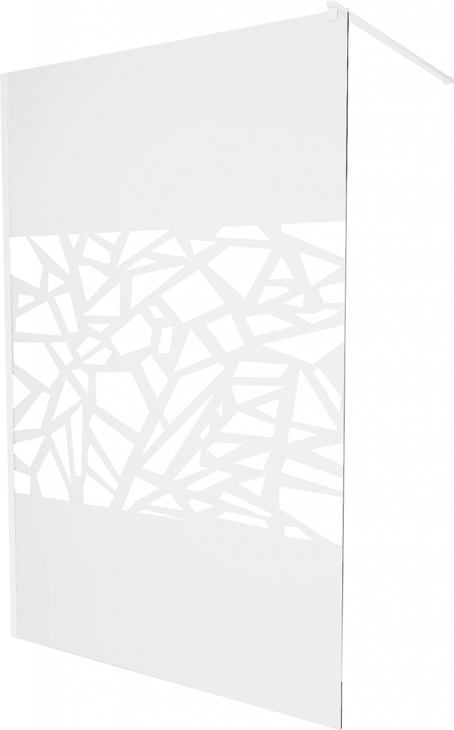 MEXEN/S KIOTO Sprchová zástěna WALK-IN 70 x 200 cm, transparent/bílý vzor 8 mm, bílá 800-070-101-20-85
