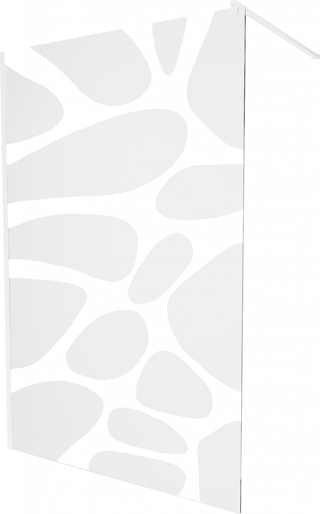 MEXEN/S KIOTO Sprchová zástěna WALK-IN 100 x 200, transparent/bílý vzor 8 mm, bílá 800-100-101-20-97