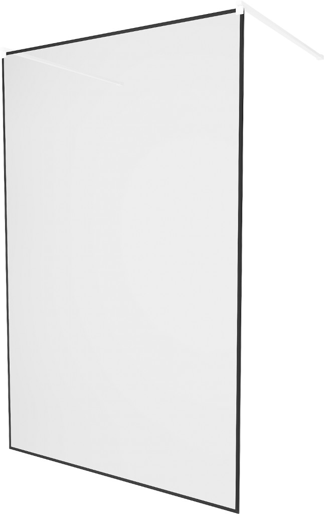 MEXEN/S KIOTO samostatně stojící sprchová zástěna 120 x 200 cm, transparent/černý vzor 8 mm, bílá 800-120-002-20-70