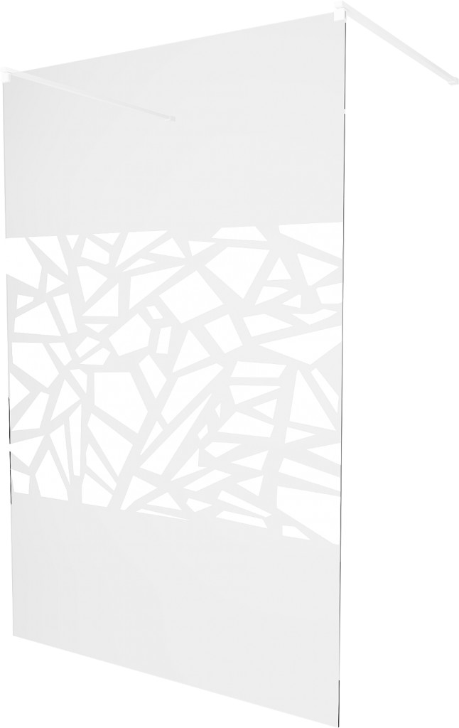MEXEN/S KIOTO samostatně stojící sprchová zástěna 120 x 200 cm, transparent/bílý vzor 8 mm, bílá 800-120-002-20-85