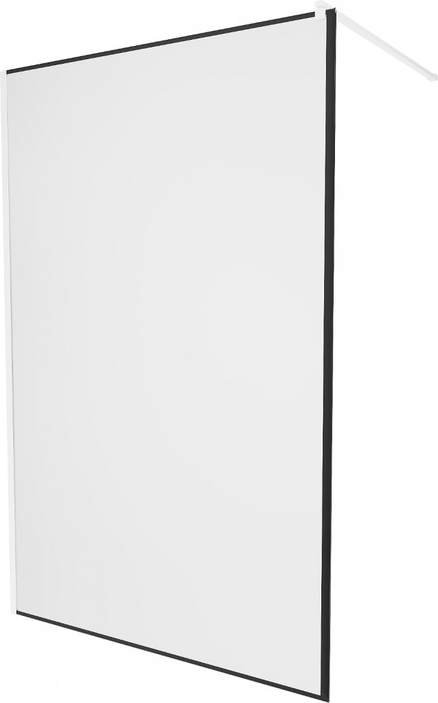 MEXEN/S KIOTO Sprchová zástěna WALK-IN 120 x 200 cm, transparent/černý vzor 8 mm, bílá 800-120-101-20-70