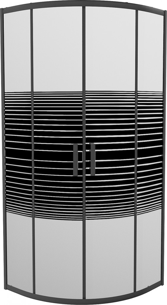 MEXEN Rio sprchový kout čtvrtkruh 70 x 70 cm, pruhy, černá 863-070-070-70-20