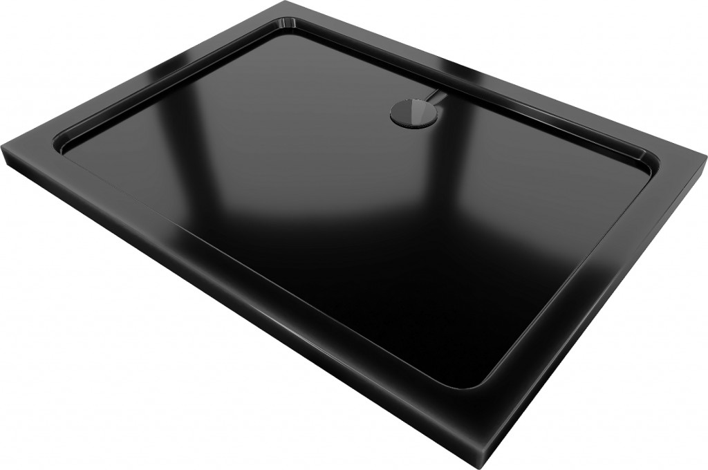 MEXEN/S Flat sprchová vanička obdélníková slim 110 x 70 cm, černá + černý sifon 40707011B