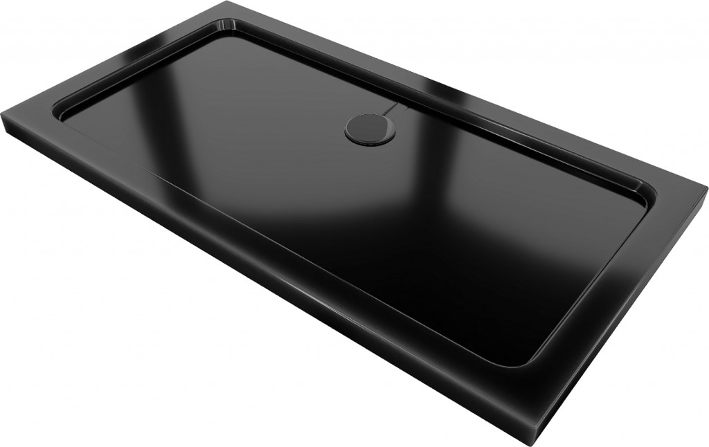 MEXEN/S Flat sprchová vanička obdélníková slim 130 x 70 cm, černá + černý sifon 40707013B