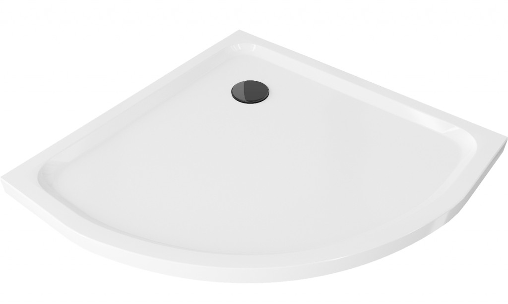MEXEN/S Flat sprchová vanička čtvrtkruhová slim 100 x 100 cm, bílá + černý sifon 41101010B