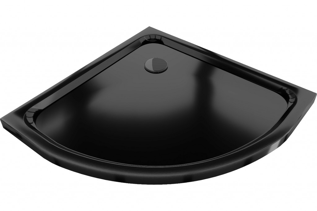 MEXEN/S Flat sprchová vanička čtvrtkruhová slim 100 x 100 cm, černá + černý sifon 41701010B
